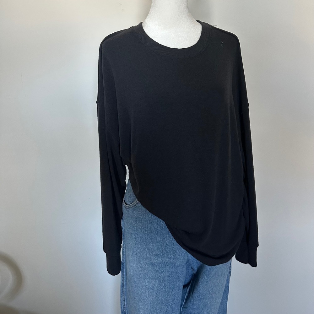 Abercrombie Black Oversized Long Sleeve Top - SIZE M Soft Minimalist Relaxed Fit